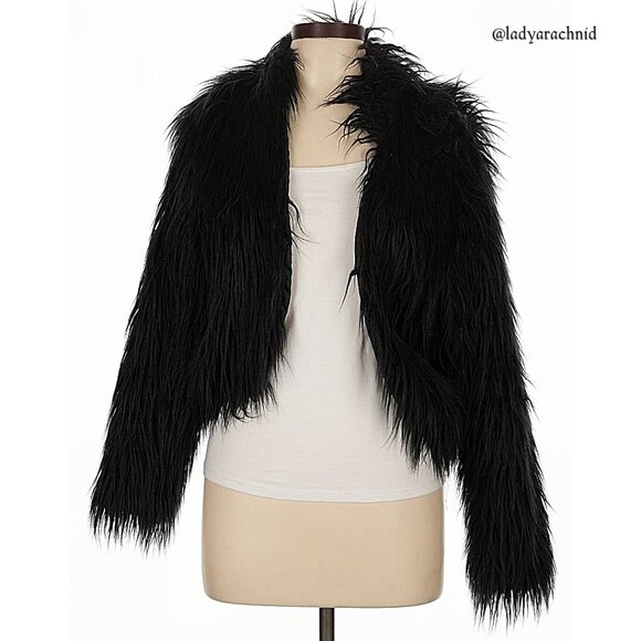 FOXBLOOD faux fur shag shrug jacket size L - Picture 2 of 6
